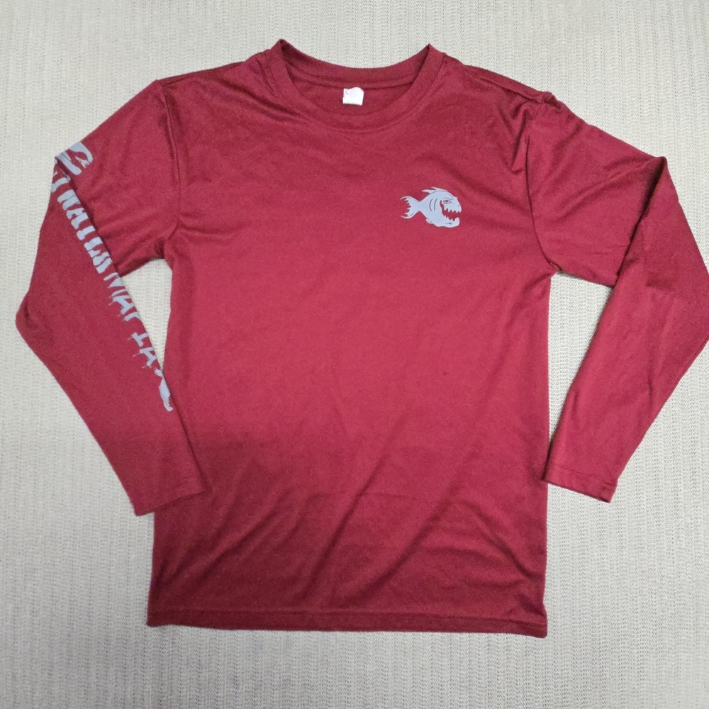 BAW Shirt Mens Small Red Saltwater Mafia Dead Bait Skull Fish Long Sleeve Tee